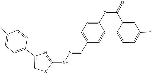 4-{2-[4-(4-methylphenyl)-1,3-thiazol-2-yl]carbohydrazonoyl}phenyl 3-methylbenzoate Struktur