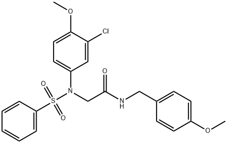 2-[3-chloro-4-methoxy(phenylsulfonyl)anilino]-N-(4-methoxybenzyl)acetamide Struktur