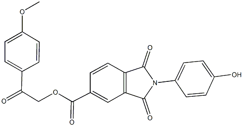 2-(4-methoxyphenyl)-2-oxoethyl 2-(4-hydroxyphenyl)-1,3-dioxo-5-isoindolinecarboxylate Struktur