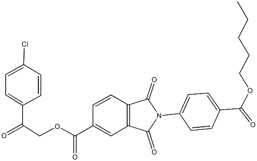 2-(4-chlorophenyl)-2-oxoethyl 1,3-dioxo-2-{4-[(pentyloxy)carbonyl]phenyl}-5-isoindolinecarboxylate Struktur