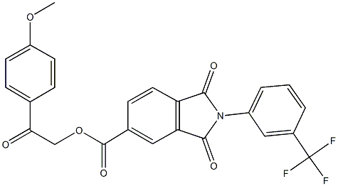 2-(4-methoxyphenyl)-2-oxoethyl 1,3-dioxo-2-[3-(trifluoromethyl)phenyl]-5-isoindolinecarboxylate Struktur