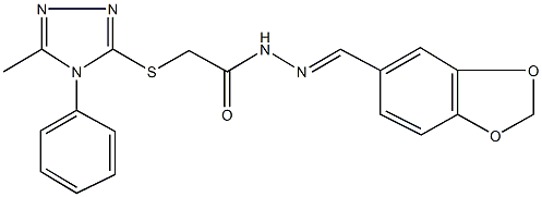 N'-(1,3-benzodioxol-5-ylmethylene)-2-[(5-methyl-4-phenyl-4H-1,2,4-triazol-3-yl)sulfanyl]acetohydrazide Struktur