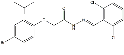 2-(4-bromo-2-isopropyl-5-methylphenoxy)-N'-(2,6-dichlorobenzylidene)acetohydrazide Struktur