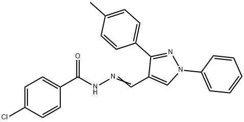 4-chloro-N'-{[3-(4-methylphenyl)-1-phenyl-1H-pyrazol-4-yl]methylene}benzohydrazide Struktur