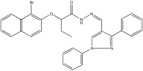 2-[(1-bromo-2-naphthyl)oxy]-N'-[(1,3-diphenyl-1H-pyrazol-4-yl)methylene]butanohydrazide Struktur