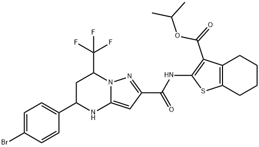 isopropyl 2-({[5-(4-bromophenyl)-7-(trifluoromethyl)-4,5,6,7-tetrahydropyrazolo[1,5-a]pyrimidin-2-yl]carbonyl}amino)-4,5,6,7-tetrahydro-1-benzothiophene-3-carboxylate Struktur