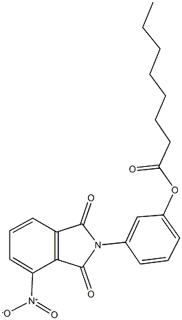 3-{4-nitro-1,3-dioxo-1,3-dihydro-2H-isoindol-2-yl}phenyl octanoate Struktur