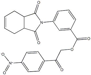 2-{4-nitrophenyl}-2-oxoethyl 3-(1,3-dioxo-1,3,3a,4,7,7a-hexahydro-2H-isoindol-2-yl)benzoate Struktur