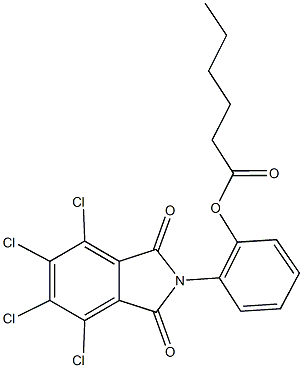 2-(4,5,6,7-tetrachloro-1,3-dioxo-1,3-dihydro-2H-isoindol-2-yl)phenyl hexanoate Struktur