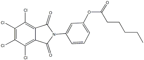 3-(4,5,6,7-tetrachloro-1,3-dioxo-1,3-dihydro-2H-isoindol-2-yl)phenyl hexanoate Struktur