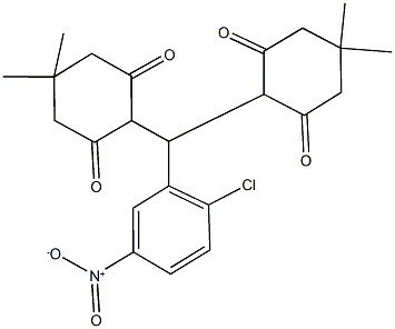 2-[{2-chloro-5-nitrophenyl}(4,4-dimethyl-2,6-dioxocyclohexyl)methyl]-5,5-dimethyl-1,3-cyclohexanedione Struktur