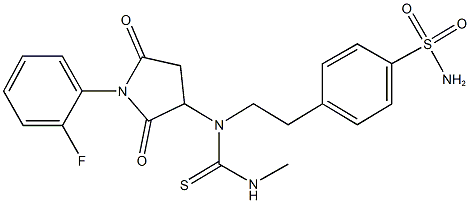 4-(2-{[1-(2-fluorophenyl)-2,5-dioxo-3-pyrrolidinyl][(methylamino)carbothioyl]amino}ethyl)benzenesulfonamide Struktur