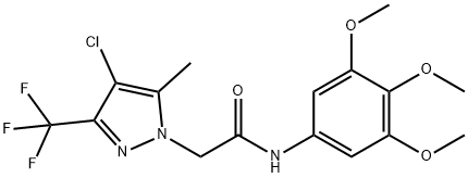 2-[4-chloro-5-methyl-3-(trifluoromethyl)-1H-pyrazol-1-yl]-N-(3,4,5-trimethoxyphenyl)acetamide Struktur