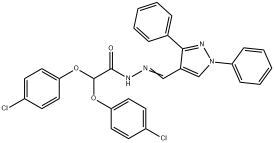 2,2-bis(4-chlorophenoxy)-N'-[(1,3-diphenyl-1H-pyrazol-4-yl)methylene]acetohydrazide Struktur