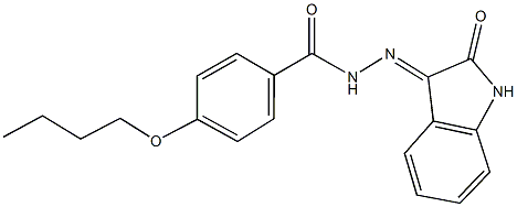 4-butoxy-N'-(2-oxo-1,2-dihydro-3H-indol-3-ylidene)benzohydrazide Struktur