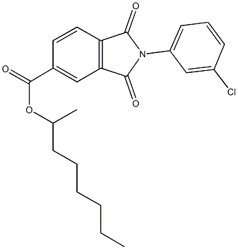 1-methylheptyl 2-(3-chlorophenyl)-1,3-dioxoisoindoline-5-carboxylate Struktur