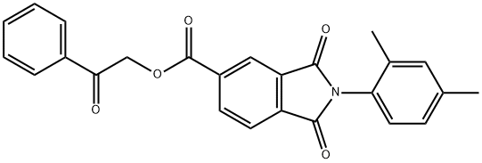 2-oxo-2-phenylethyl 2-(2,4-dimethylphenyl)-1,3-dioxo-5-isoindolinecarboxylate Struktur