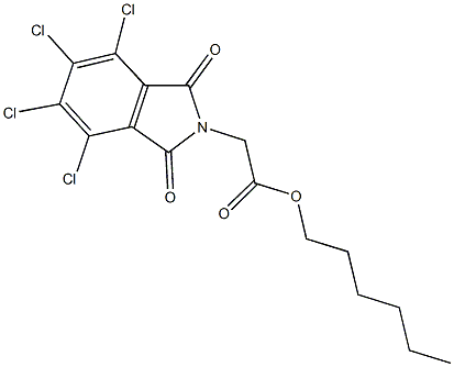 hexyl (4,5,6,7-tetrachloro-1,3-dioxo-1,3-dihydro-2H-isoindol-2-yl)acetate Struktur