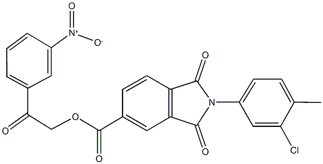 2-{3-nitrophenyl}-2-oxoethyl 2-(3-chloro-4-methylphenyl)-1,3-dioxoisoindoline-5-carboxylate Struktur