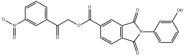 2-{3-nitrophenyl}-2-oxoethyl 2-(3-hydroxyphenyl)-1,3-dioxoisoindoline-5-carboxylate Struktur