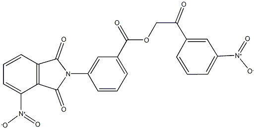 2-{3-nitrophenyl}-2-oxoethyl 3-{4-nitro-1,3-dioxo-1,3-dihydro-2H-isoindol-2-yl}benzoate Struktur