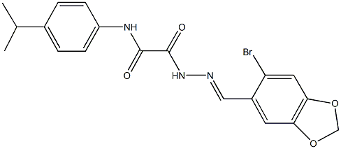 2-{2-[(6-bromo-1,3-benzodioxol-5-yl)methylene]hydrazino}-N-(4-isopropylphenyl)-2-oxoacetamide Struktur