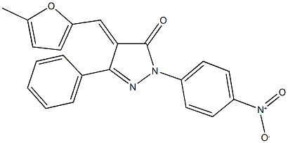 2-{4-nitrophenyl}-4-[(5-methyl-2-furyl)methylene]-5-phenyl-2,4-dihydro-3H-pyrazol-3-one Struktur