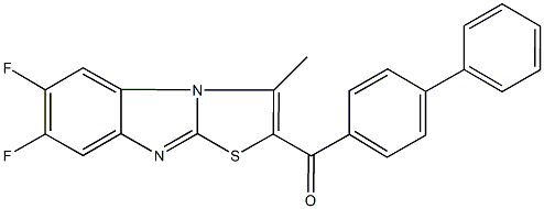 [1,1'-biphenyl]-4-yl(6,7-difluoro-3-methyl[1,3]thiazolo[3,2-a]benzimidazol-2-yl)methanone Struktur