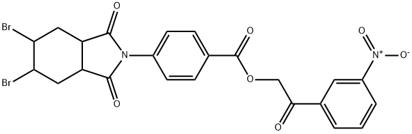 2-{3-nitrophenyl}-2-oxoethyl 4-(5,6-dibromo-1,3-dioxooctahydro-2H-isoindol-2-yl)benzoate Struktur