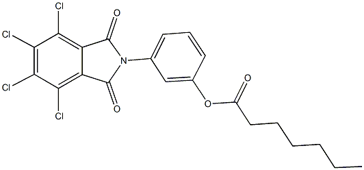 3-(4,5,6,7-tetrachloro-1,3-dioxo-1,3-dihydro-2H-isoindol-2-yl)phenyl heptanoate Struktur