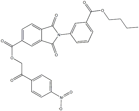 2-{4-nitrophenyl}-2-oxoethyl 2-[3-(butoxycarbonyl)phenyl]-1,3-dioxo-5-isoindolinecarboxylate Struktur