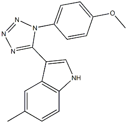 methyl 4-[5-(5-methyl-1H-indol-3-yl)-1H-tetraazol-1-yl]phenyl ether Struktur