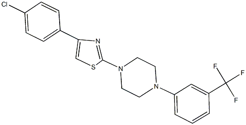 1-[4-(4-chlorophenyl)-1,3-thiazol-2-yl]-4-[3-(trifluoromethyl)phenyl]piperazine Struktur