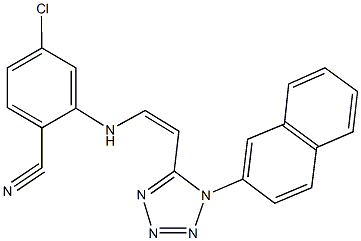 4-chloro-2-({2-[1-(2-naphthyl)-1H-tetraazol-5-yl]vinyl}amino)benzonitrile Struktur