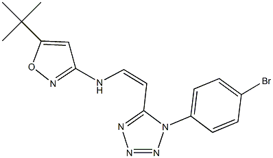 N-{2-[1-(4-bromophenyl)-1H-tetraazol-5-yl]vinyl}-5-tert-butyl-3-isoxazolamine Struktur