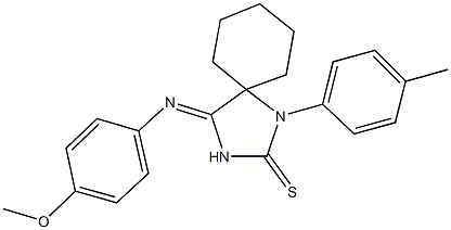 4-[(4-methoxyphenyl)imino]-1-(4-methylphenyl)-1,3-diazaspiro[4.5]decane-2-thione Struktur