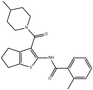 2-methyl-N-{3-[(4-methyl-1-piperidinyl)carbonyl]-5,6-dihydro-4H-cyclopenta[b]thien-2-yl}benzamide Struktur