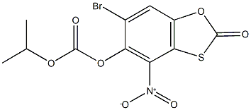 6-bromo-4-nitro-2-oxo-1,3-benzoxathiol-5-yl isopropyl carbonate Struktur