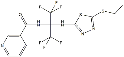 N-[1-{[5-(ethylsulfanyl)-1,3,4-thiadiazol-2-yl]amino}-2,2,2-trifluoro-1-(trifluoromethyl)ethyl]nicotinamide Struktur