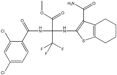 methyl 2-{[3-(aminocarbonyl)-4,5,6,7-tetrahydro-1-benzothien-2-yl]amino}-2-[(2,4-dichlorobenzoyl)amino]-3,3,3-trifluoropropanoate Struktur