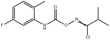 N-{[(5-fluoro-2-methylanilino)carbonyl]oxy}-2-methylpropanimidoyl chloride Struktur