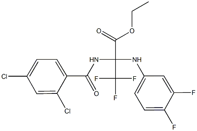 ethyl 2-[(2,4-dichlorobenzoyl)amino]-2-(3,4-difluoroanilino)-3,3,3-trifluoropropanoate Struktur