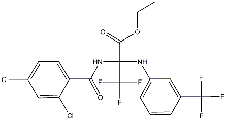 ethyl 2-[(2,4-dichlorobenzoyl)amino]-3,3,3-trifluoro-2-[3-(trifluoromethyl)anilino]propanoate Struktur