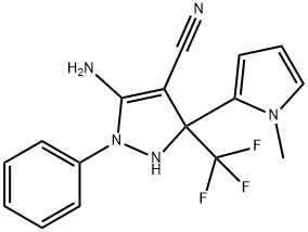 5-amino-3-(1-methyl-1H-pyrrol-2-yl)-1-phenyl-3-(trifluoromethyl)-2,3-dihydro-1H-pyrazole-4-carbonitrile Struktur