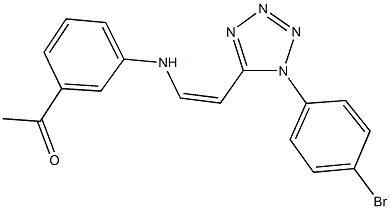 1-[3-({2-[1-(4-bromophenyl)-1H-tetraazol-5-yl]vinyl}amino)phenyl]ethanone Struktur