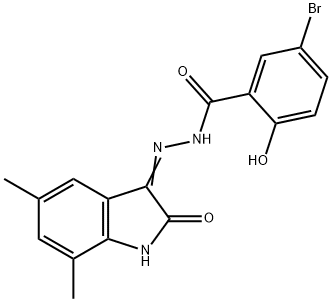 5-bromo-N'-(5,7-dimethyl-2-oxo-1,2-dihydro-3H-indol-3-ylidene)-2-hydroxybenzohydrazide Struktur