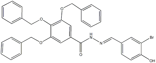 3,4,5-tris(benzyloxy)-N'-(3-bromo-4-hydroxybenzylidene)benzohydrazide Struktur