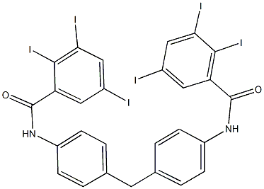 2,3,5-triiodo-N-(4-{4-[(2,3,5-triiodobenzoyl)amino]benzyl}phenyl)benzamide Struktur