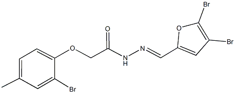 2-(2-bromo-4-methylphenoxy)-N'-[(4,5-dibromo-2-furyl)methylene]acetohydrazide Struktur