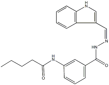 N-(3-{[2-(1H-indol-3-ylmethylene)hydrazino]carbonyl}phenyl)pentanamide Struktur